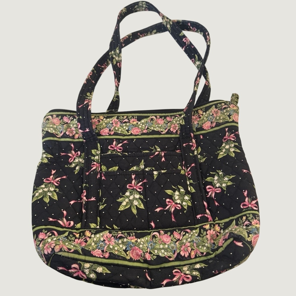 Vintage Vera Bradley Breast Cancer Ribbon Retired Floral Quilted Shoulder‎ Bag
